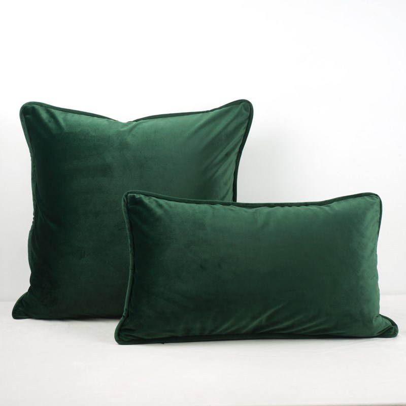 High Quality Green Black Piping Design Velvet Cushion Cover