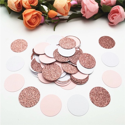 100pcs 3cm Glitter Rose Gold Round Paper Confetti Circles