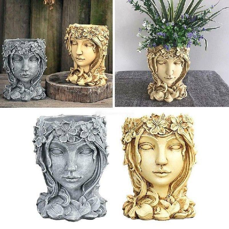 flower pot resin vase goddess flower pots head woman'