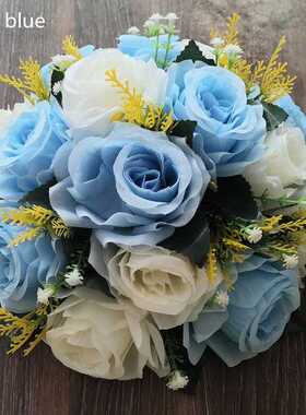 26CM Diameter Artificial Flowers 15 Head Fabric Plastic Sim