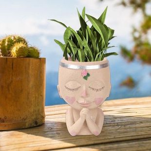Head Planter Pot Female Face Flower Pot Resin Cactus
