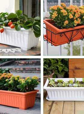 3Pcs Balcony Flower Pots Garden Rectangular Vegetable Flower