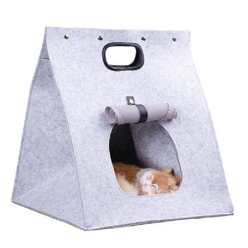 new  Pet Cats Carrier Folding Portable Wool Felt Cave Bed