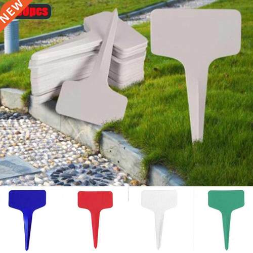 50pcs Nursery Garden Gray Plastic Plant T-type Markers Veget