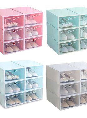 6Pcs Plastic Shoe Box Stackable Foldable Shoe Organizer