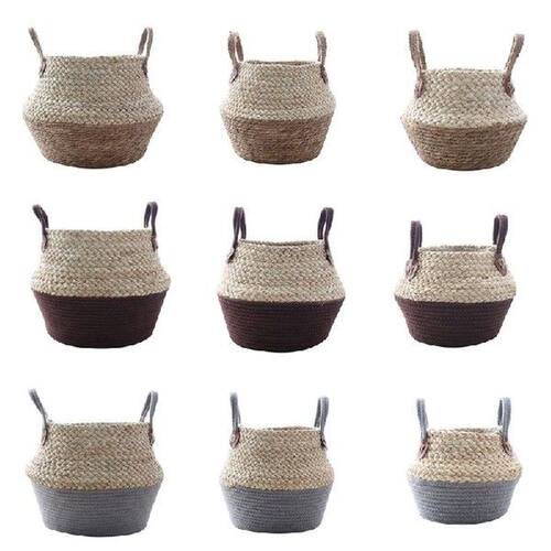 Nordic Handmade Straw Laundry Picnic Toy Storage Basket