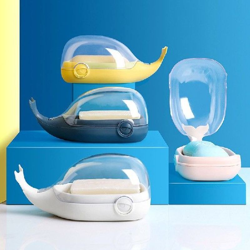 Cute Cartoon Whale Soap Dish Box Bathroom Soap Holder Home