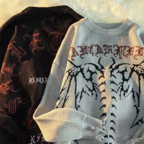 Retro Fairy Grunge Aesthetic Sweater Women Goth Punk Harajuk