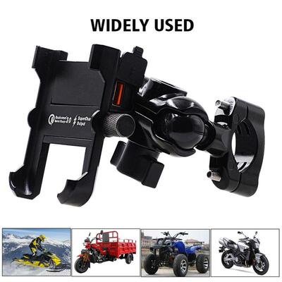 Motorcycle Phone Holder QC 3.0 USB Quick Charger Mirror