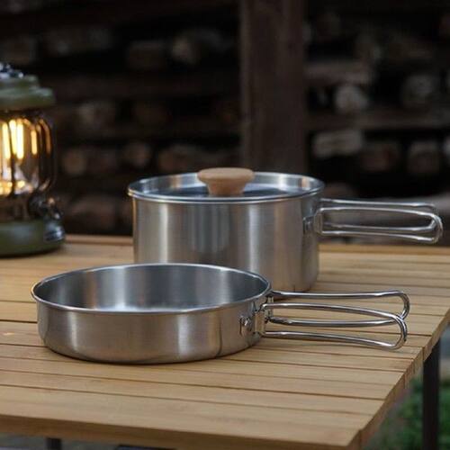 Outdoor Pots Pans Camping Cookware Picnic Cooking Pot Set
