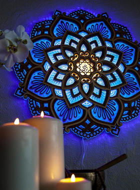 Mandala Yoga Room Night Light LED Multilayered Laser Cut Car