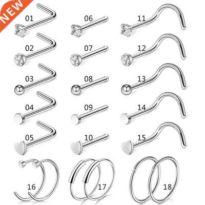 5/9/21Pcs 20G Nose Studs Surgical Steel Nostril Studs Screws