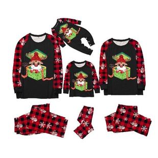 Family Matching Pajamas Cute Print Plaid Long Sleeve Tops