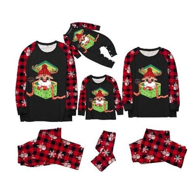 Family Matching Pajamas Cute Print Plaid Long Sleeve Tops