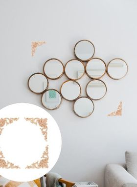 4PCS Decorative Onlay Frame Wooden Carved Decal Wood Carved