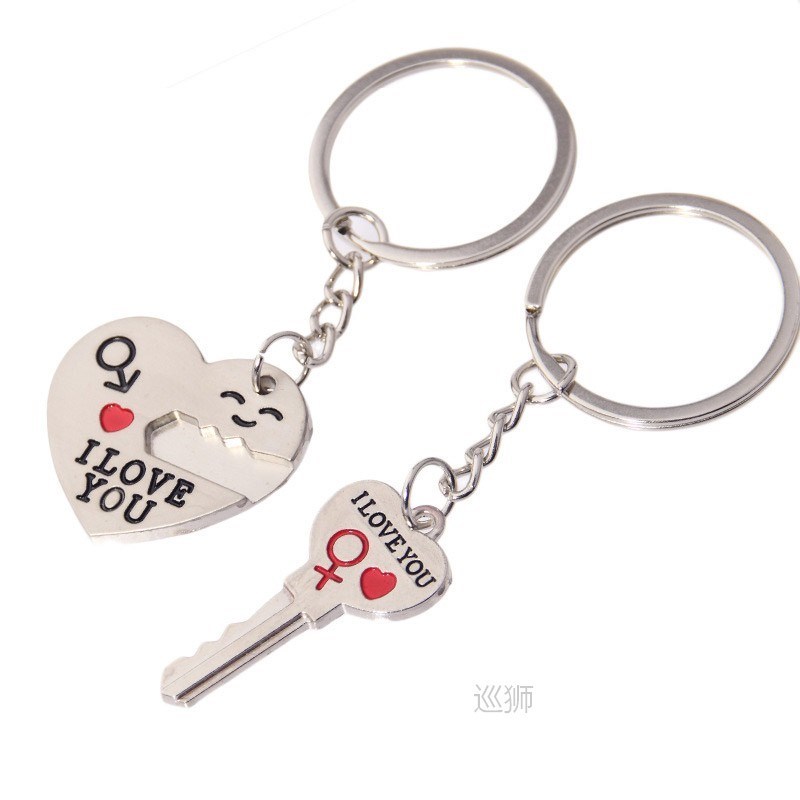 Keychain Couple Accessories Key Ring Love Heart 1 Pair I Lov