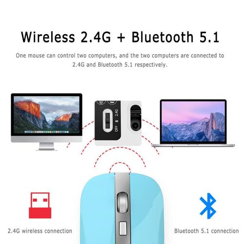 ltra-Thin Silent Mouse 2.4G Wireless Bluetooth 5.1 Rechargea