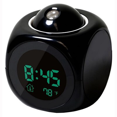 Alarm Clock Night Light With Projector Lamp Voice Temperatur