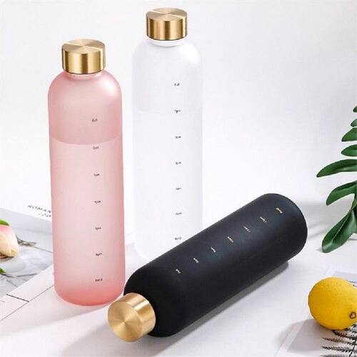 1L Water Bottle With Time Marker Reusable Fitness Sports Out