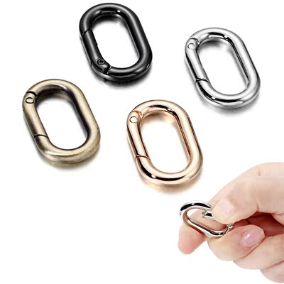 5Pcs Metal Oval Ring Spring Clasps Openable Carabiner Dog