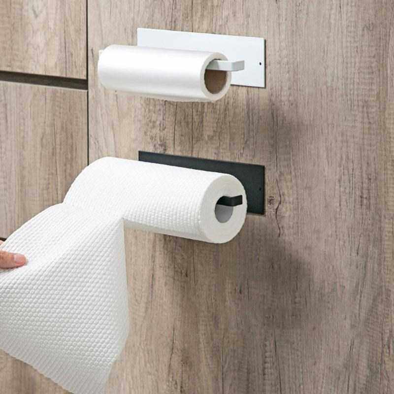 toilet roll paper holder kitchen stick towel rack wall-mount