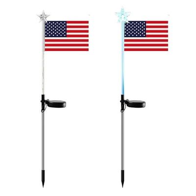 Patriotic Garden Flag Patriotic Flag Yard Stake With Solar