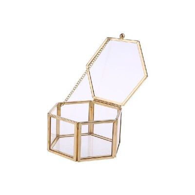 Nordic Hexagon Transparent Glass Wedding Ring Box Eternal