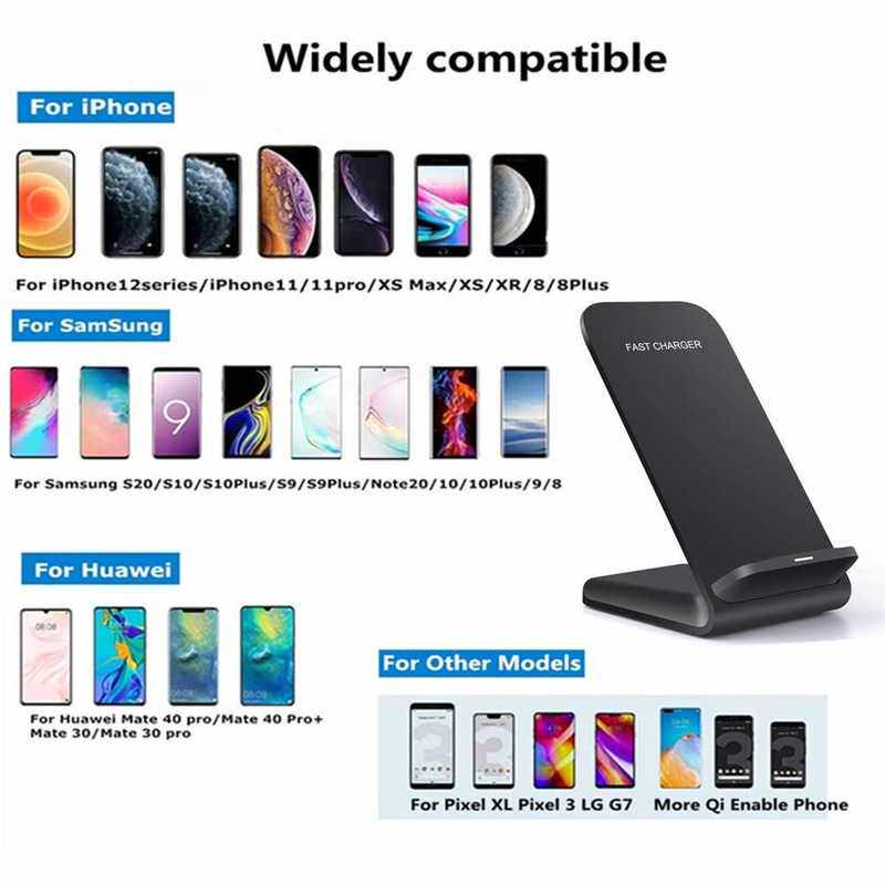 15W 10W Qi Wireless Charger Stand For iPhone 12 Mini XS MAX - 实物图