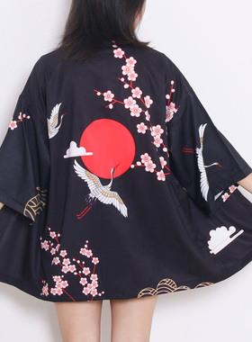 Japanese Style Waves Samurai Kimono Mujer Verano Men Women C