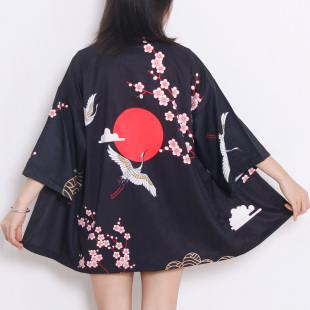 Japanese Style Waves Samurai Kimono Mujer Verano Men Women C