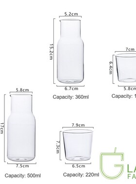 Glass Water Carafe Set with Tumbler Borosilicate Glass Water