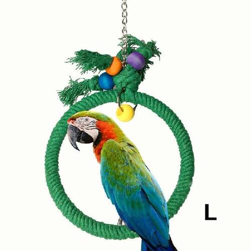 2pc Pet Parrot Birds Cage Toy Cotton Rope Circle Ring Stand