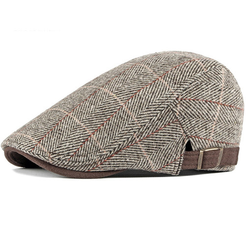 Women Men Hats Plaid Beret Caps Black Herringbone Newsboy Go