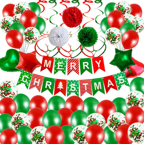 Merry Christmas Balloons Set Cute Santa Clause Snowman Elk