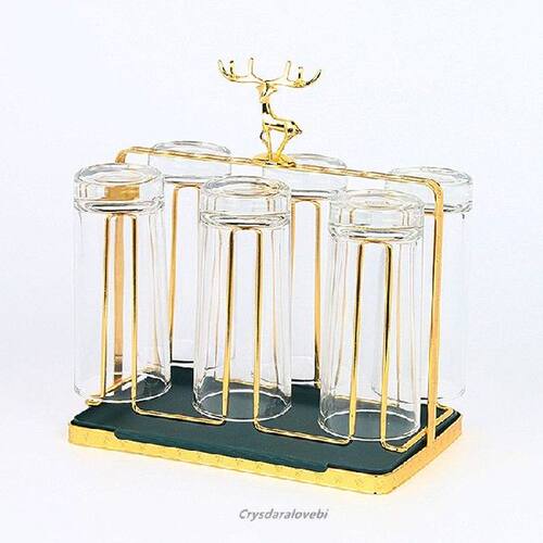 Golden Deer Water Cup Cup Holder Upside Down Shelf Glass