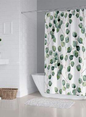 Shower Curtain Watercolor Green Floral