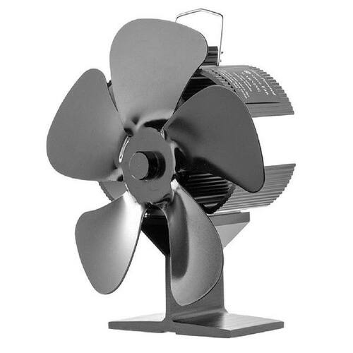 Black Fireplace 5 Blades Heat Powered Stove Fan Log