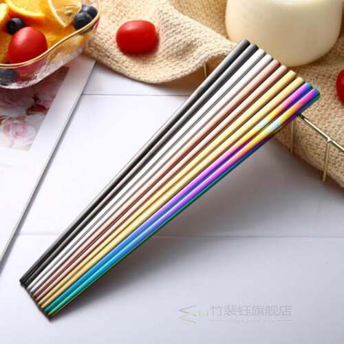 Useful 1 Pair Stainless Steel Tableware Colorful 23cm Reusab