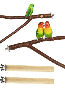 4pcs Pet Parrot Bird Standing Stick Wood Pole Bird
