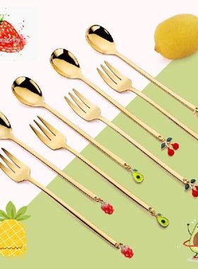 Stainless Steel Fruit Fork Cake Dessert Lovely Mini Salad