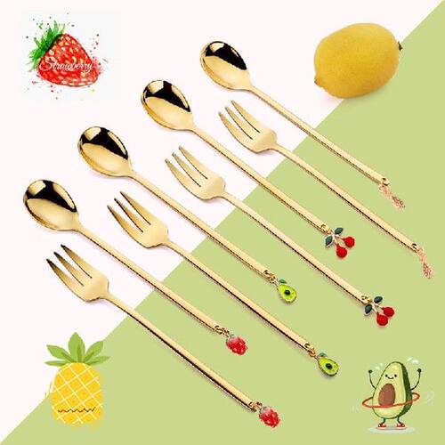 Stainless Steel Fruit Fork Cake Dessert Lovely Mini Salad