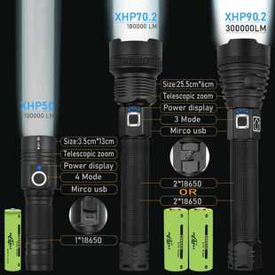 xhp flashlight xhp90.2 most 300000 torch led powerful usb