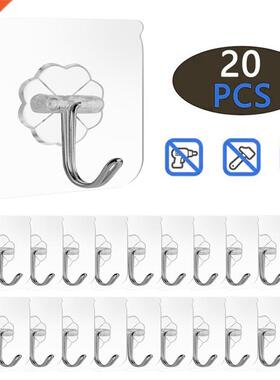 20Pcs Transparent Strong Self Adhesive Door Wall Hangers Hoo
