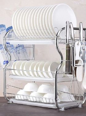 3 Layer Dish Drainer Kitchen Cutlery Cup Plates Dish Rack