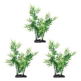 3X Green Bamboo Leaves Shaped Decorative Artificial Grass