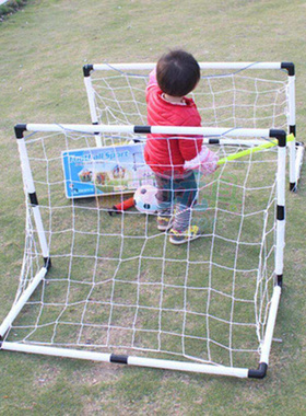 2Pcs Mini Football Soccer Ball Goal Folding Post Net   Pump