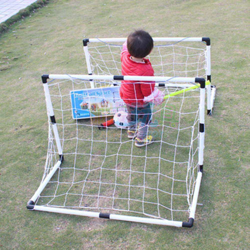 2Pcs Mini Football Soccer Ball Goal Folding Post Net   Pump
