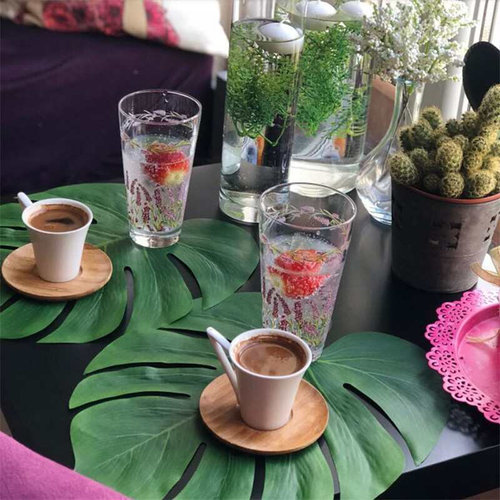 “12pcs Hawaii Table Decoration Turtle Back Leaf Si