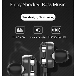 Dual Speaker Wired Earphone Headset For iPhone 6 5 5S 4 Sams