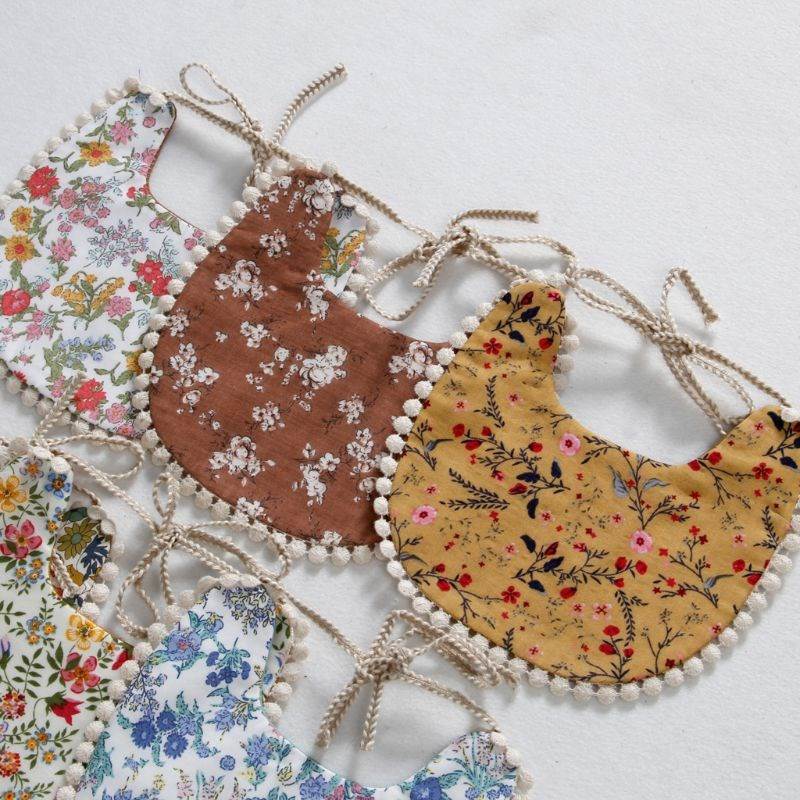 2Pcs/Set Baby Pacifier Clip Chain Baby Cotton Linen Bib Set